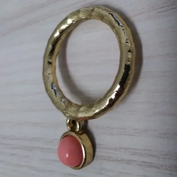 Mimco golden ring with pink charm stone - Picture 1 of 3
